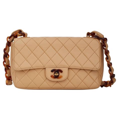 chanel beige tortoise shell shoulder bag|CHANEL Lambskin Tortoise Chain Small Flap Beige.